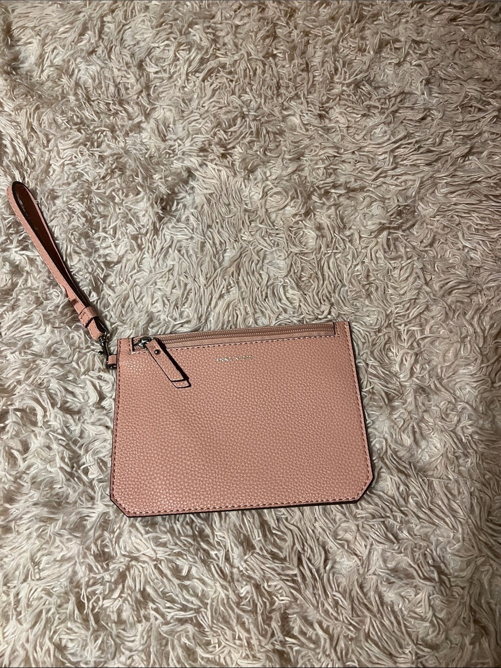 Anne Klein Blush Pink Textured Wristlet Clutch